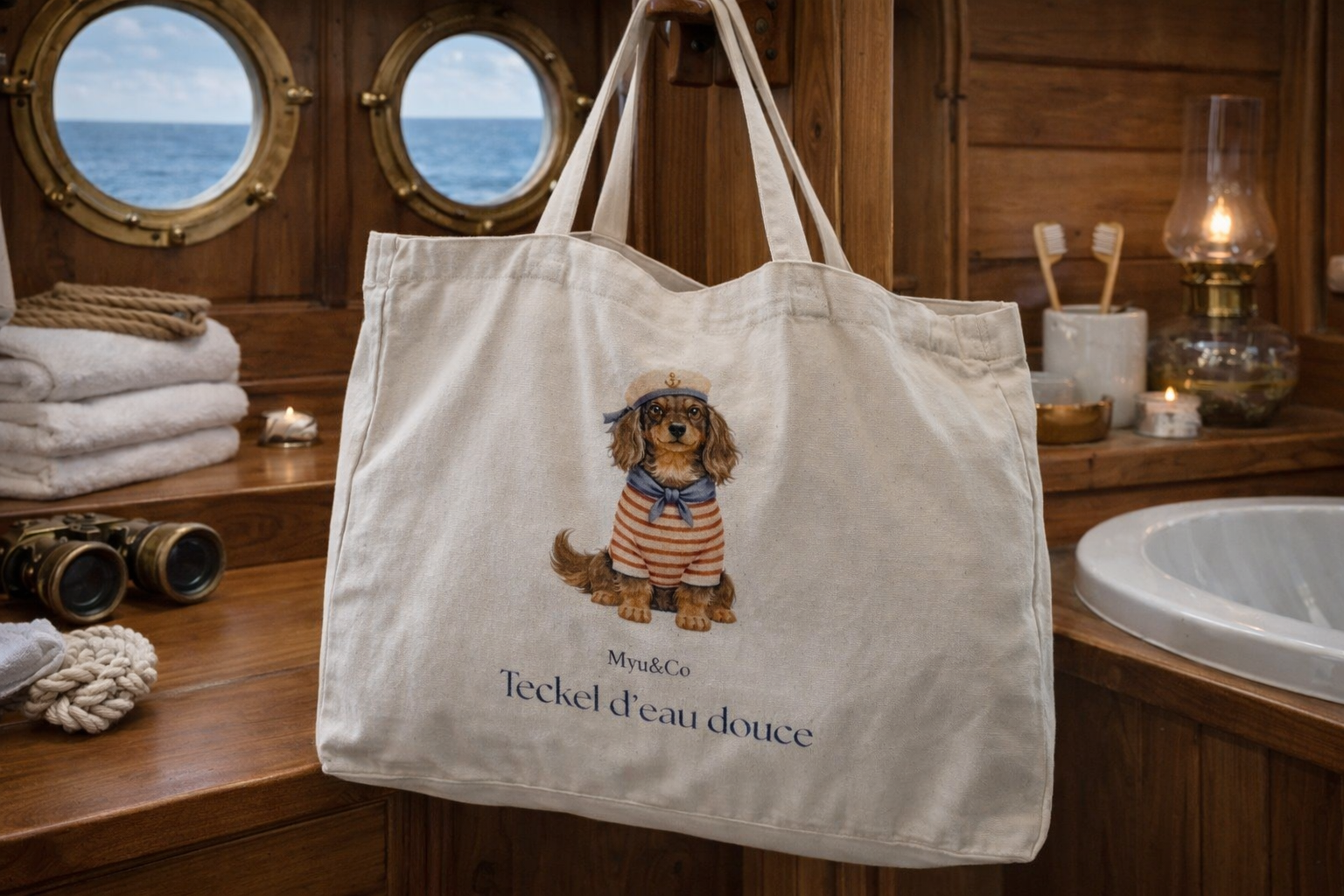 Grand sac shopping Teckel d'eau douce