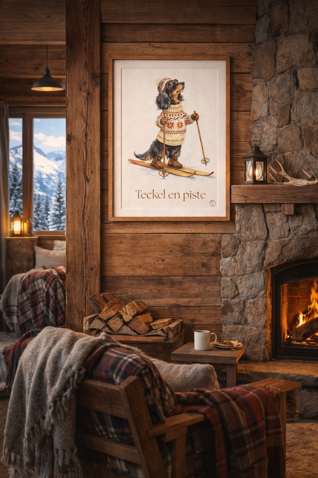 Affiche teckel en piste