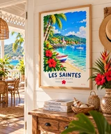 Affiche Les Saintes et leur baie turquoise — affiche Myu&Co mise en scène
