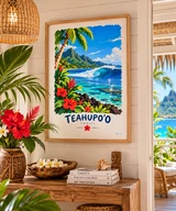 Affiche Teahupo’o et sa vague — affiche Myu&Co mise en scène