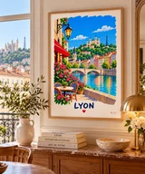 Affiche Lyon au bord de l’eau — affiche Myu&Co mise en scène