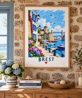 Affiche Brest et son port fleuri — affiche Myu&Co mise en scène