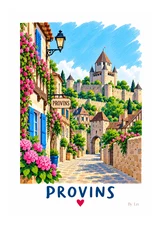 Affiche Provins et sa cité médiévale — illustration By Ln pour Myu&Co