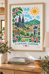 Affiche Clermont Ferrand et le puy de Dôme — illustration By Ln pour Myu&Co