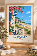 Affiche Le Touquet et sa plage ensoleillée — illustration By Ln pour Myu&Co