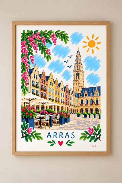 Affiche Arras illustrée et colorée