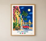 Affiche La Havane illustrée et colorée