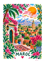 Affiche Maroc fleuri aux couleurs de l’Atlas