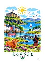 Affiche Écosse – Châteaux et couleurs des Highlands