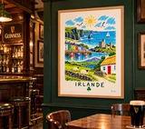 Affiche Irlande – Falaises et villages de la côte