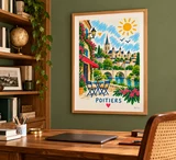 Affiche Poitiers – Une terrasse fleurie au bord de l’eau