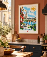 Affiche Bordeaux – Lumières et fleurs sur les quais