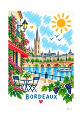 Affiche Bordeaux – Lumières et fleurs sur les quais