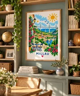 Affiche Millau – Le viaduc au-dessus de la vallée