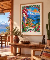 Affiche Chili – Entre sommets andins et eaux bleues